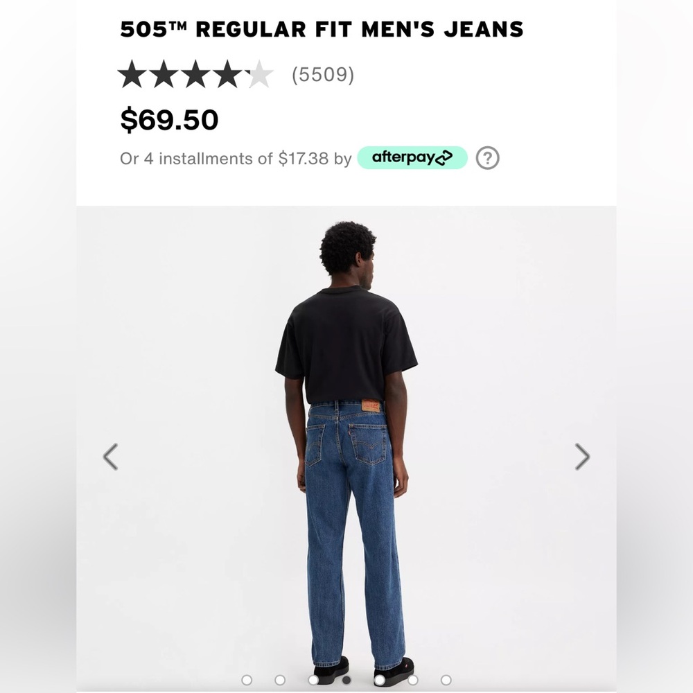 Men’s 505 Levi Jeans W32 L32 Dark Wash, New Condition